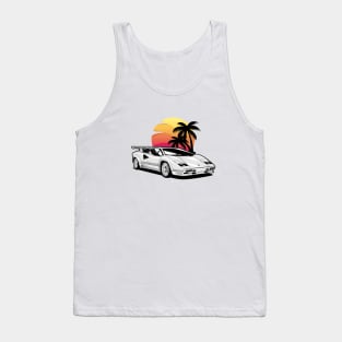 White Countach Sunset Miami Tank Top